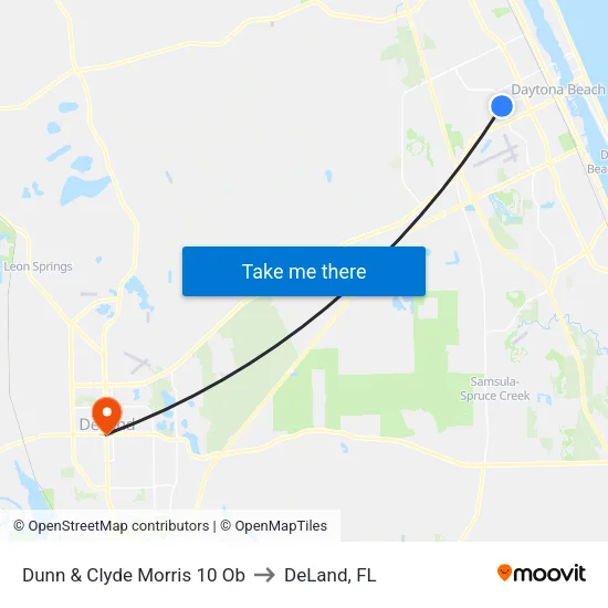 Dunn & Clyde Morris 10 Ob to DeLand, FL map