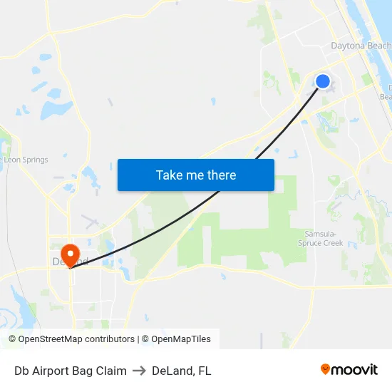Db Airport Bag Claim to DeLand, FL map