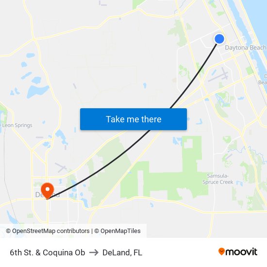 6th St. & Coquina Ob to DeLand, FL map