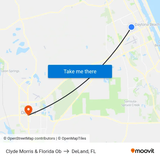 Clyde Morris & Florida Ob to DeLand, FL map