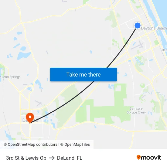 3rd St & Lewis Ob to DeLand, FL map