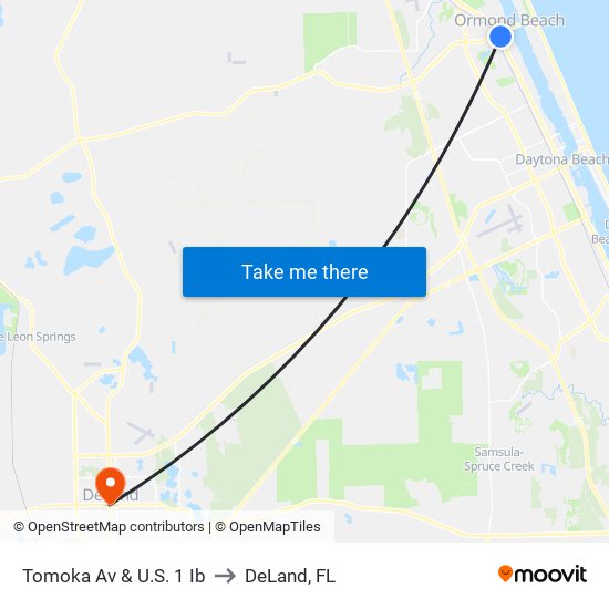 Tomoka Av & U.S. 1 Ib to DeLand, FL map