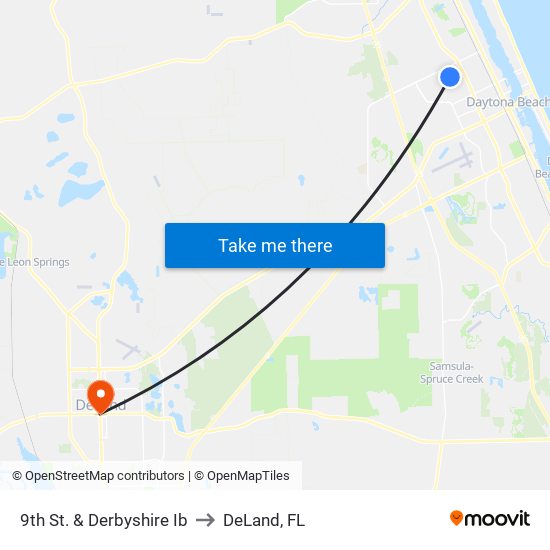 9th St. & Derbyshire Ib to DeLand, FL map