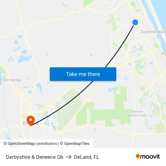 Derbyshire & Deneece Ob to DeLand, FL map