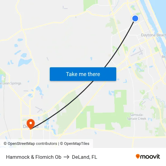 Hammock & Flomich Ob to DeLand, FL map