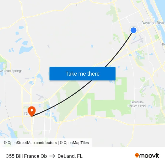 355 Bill France Ob to DeLand, FL map