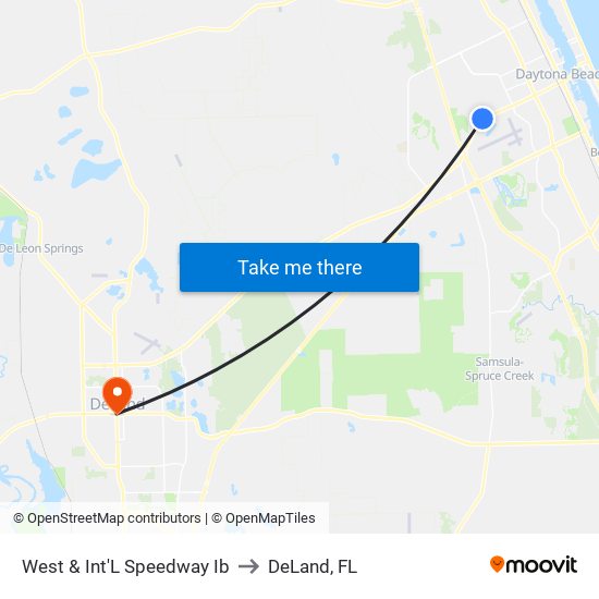 West & Int'L Speedway Ib to DeLand, FL map