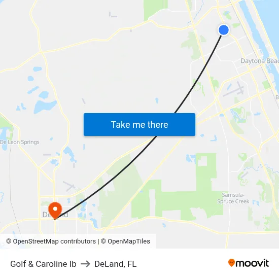 Golf & Caroline Ib to DeLand, FL map