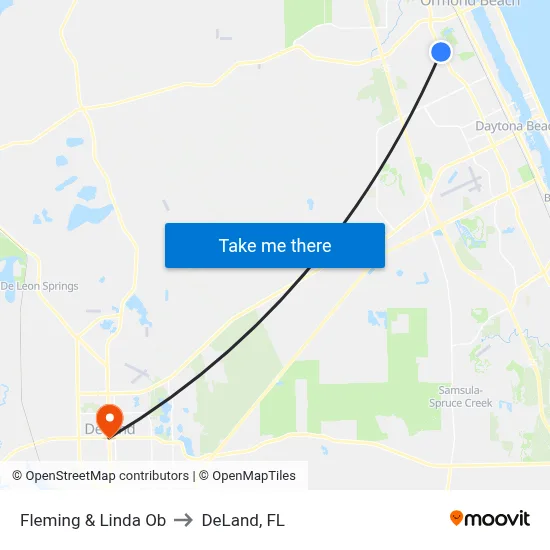Fleming & Linda Ob to DeLand, FL map