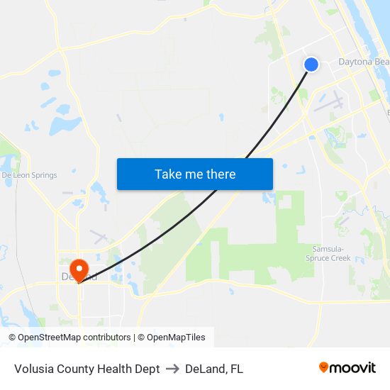 Volusia County Health Dept to DeLand, FL map