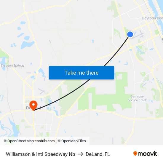 Williamson & Intl Speedway Nb to DeLand, FL map