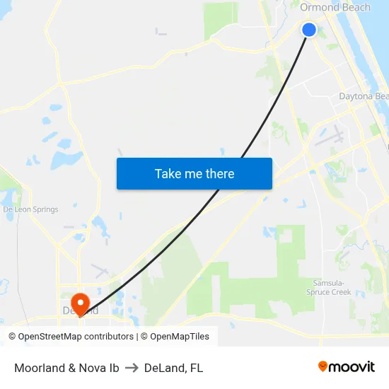 Moorland & Nova Ib to DeLand, FL map