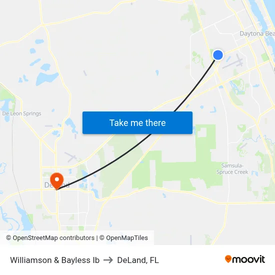 Williamson & Bayless Ib to DeLand, FL map