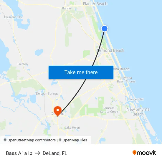 Bass  A1a Ib to DeLand, FL map