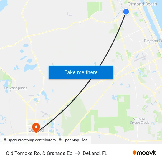 Old Tomoka Ro. & Granada  Eb to DeLand, FL map
