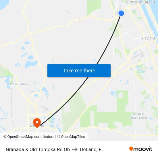 Granada & Old Tomoka Rd Ob to DeLand, FL map