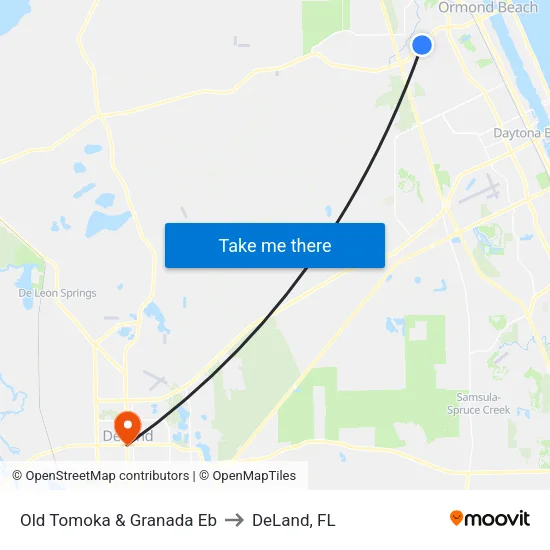 Old Tomoka & Granada  Eb to DeLand, FL map