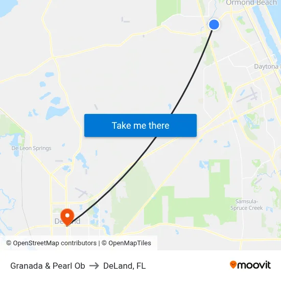 Granada & Pearl Ob to DeLand, FL map