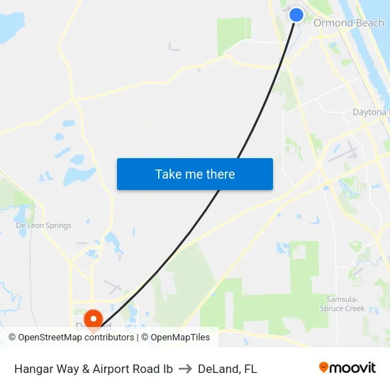 Hangar Way & Airport Road Ib to DeLand, FL map
