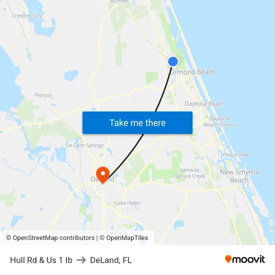 Hull Rd & Us 1 Ib to DeLand, FL map