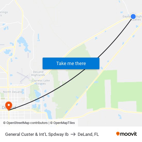 General Custer & Int'L Spdway  Ib to DeLand, FL map