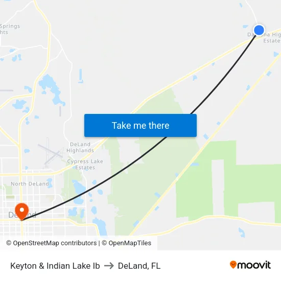 Keyton & Indian Lake  Ib to DeLand, FL map