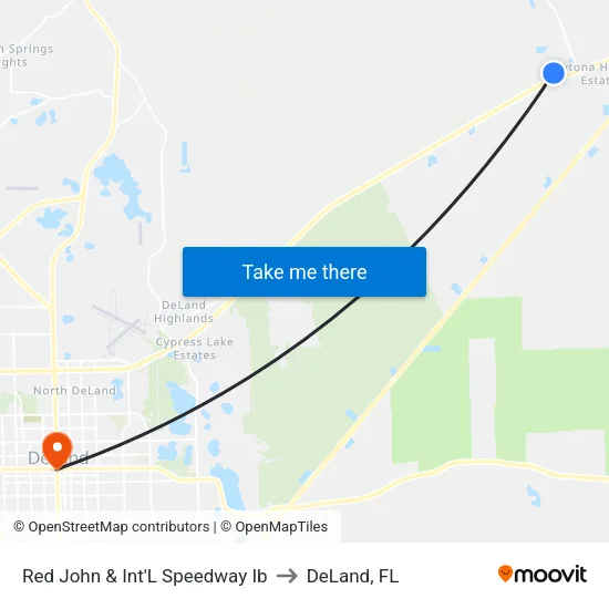 Red John & Int'L Speedway  Ib to DeLand, FL map