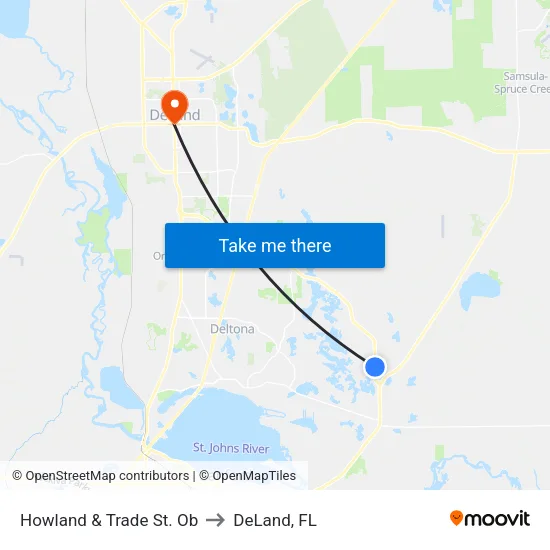 Howland & Trade St. Ob to DeLand, FL map