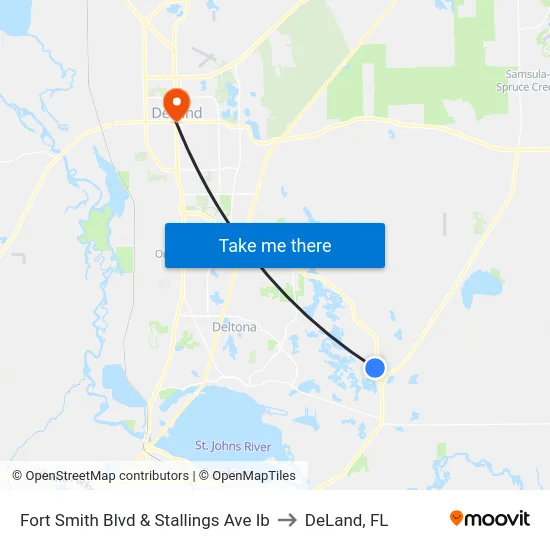 Fort Smith Blvd & Stallings Ave Ib to DeLand, FL map