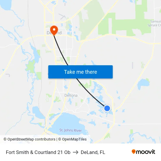 Fort Smith  & Courtland 21 Ob to DeLand, FL map