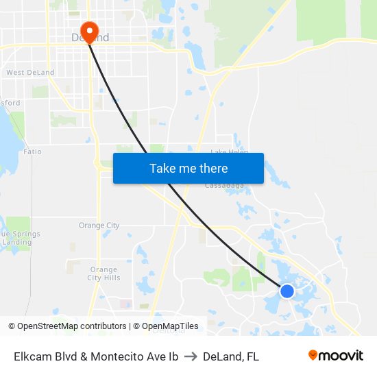 Elkcam Blvd & Montecito Ave Ib to DeLand, FL map