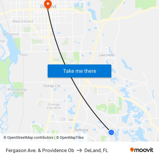 Fergason Ave. & Providence Ob to DeLand, FL map