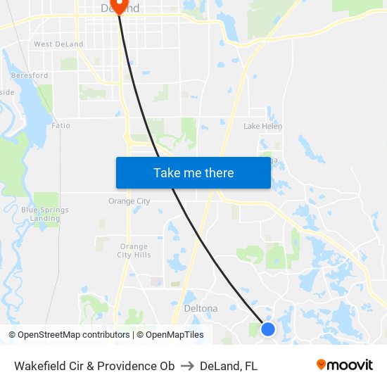 Wakefield Cir & Providence Ob to DeLand, FL map