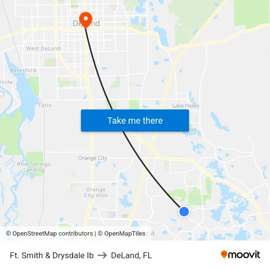 Ft. Smith & Drysdale Ib to DeLand, FL map