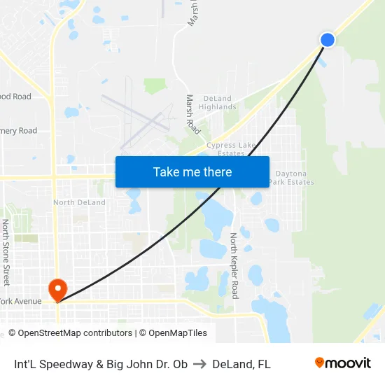 Int'L Speedway & Big John Dr.  Ob to DeLand, FL map