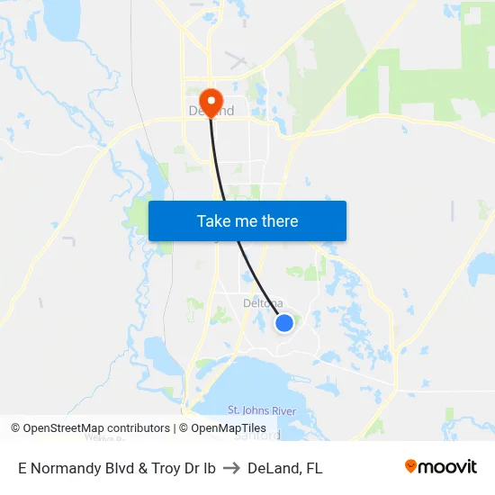 E Normandy  Blvd &  Troy Dr Ib to DeLand, FL map