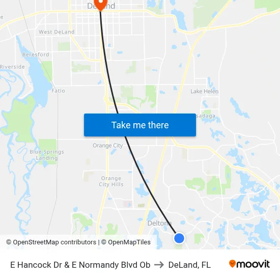 E Hancock Dr & E Normandy Blvd Ob to DeLand, FL map