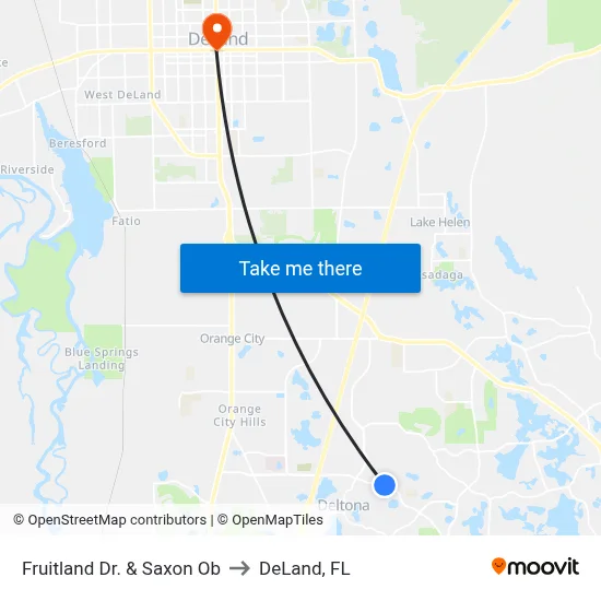 Fruitland Dr. & Saxon Ob to DeLand, FL map