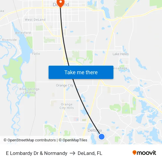 E Lombardy Dr & Normandy to DeLand, FL map