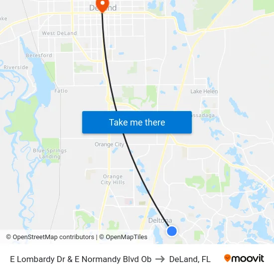 E Lombardy Dr & E Normandy Blvd Ob to DeLand, FL map