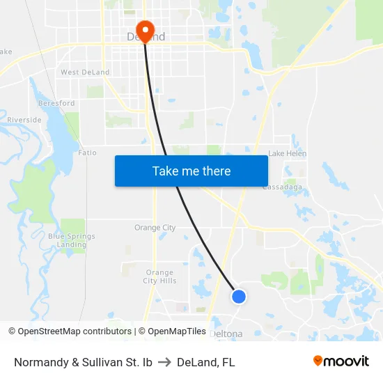 Normandy & Sullivan St. Ib to DeLand, FL map