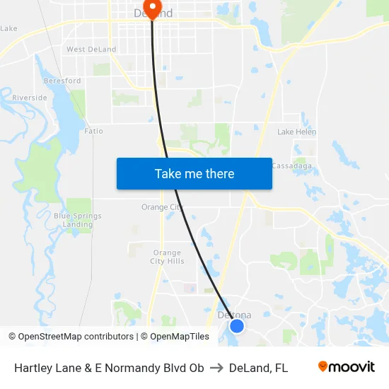 Hartley Lane & E Normandy Blvd  Ob to DeLand, FL map