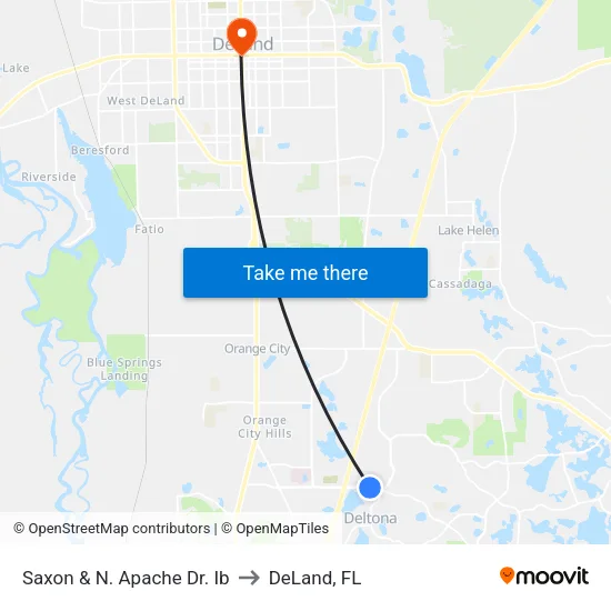 Saxon & N. Apache Dr. Ib to DeLand, FL map