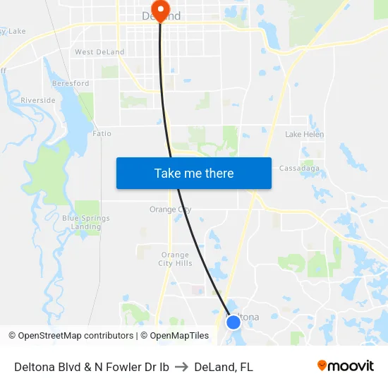 Deltona Blvd & N Fowler Dr Ib to DeLand, FL map