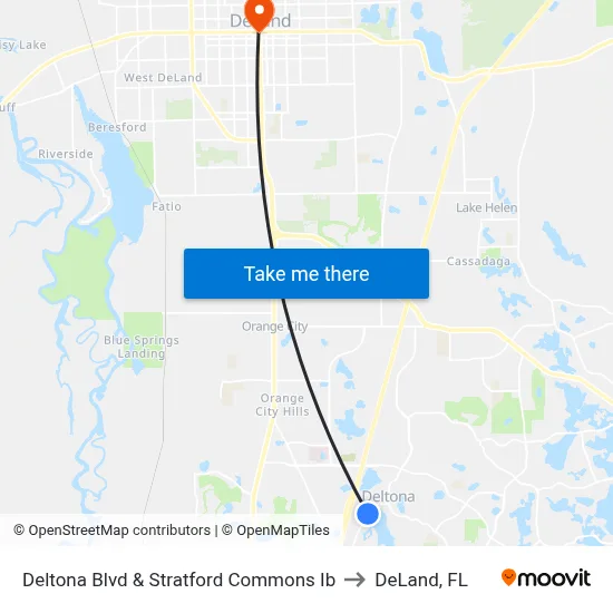 Deltona Blvd & Stratford Commons Ib to DeLand, FL map