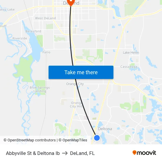 Abbyville St & Deltona Ib to DeLand, FL map