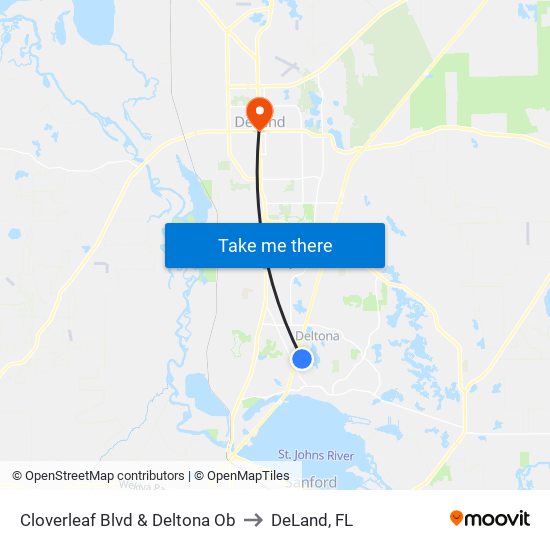 Cloverleaf Blvd & Deltona Ob to DeLand, FL map