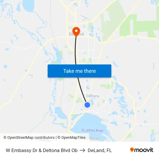 W Embassy Dr & Deltona Blvd Ob to DeLand, FL map