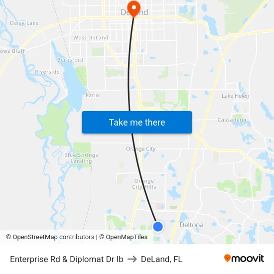 Enterprise Rd & Diplomat Dr Ib to DeLand, FL map