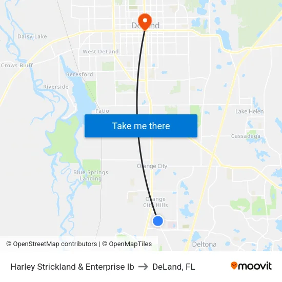 Harley Strickland & Enterprise Ib to DeLand, FL map